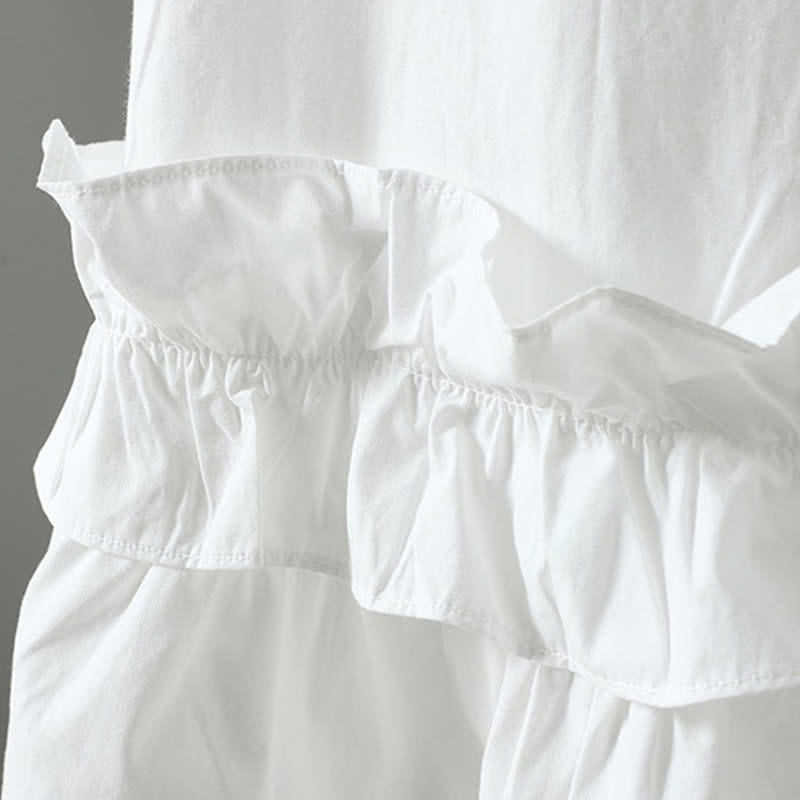 Buddha Stones Robe d'été minimaliste décontractée à manches courtes pour femme, unie, à ourlet à volants - image 13