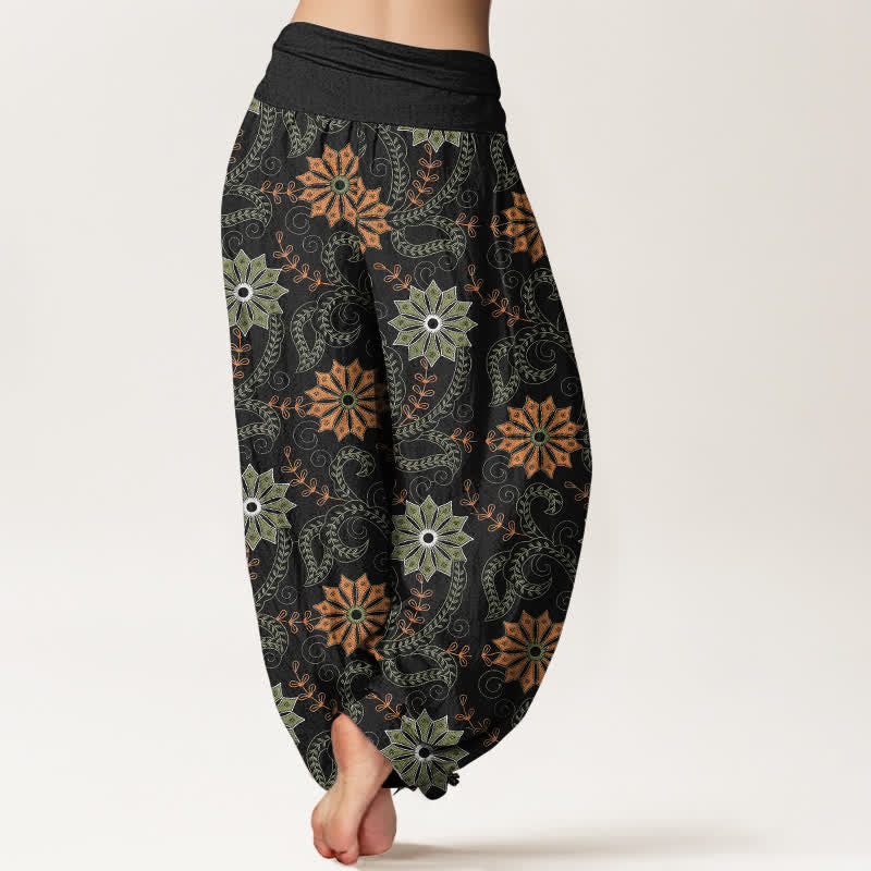 Buddha Stones Pantalon harem bohème en coton à motif mandala et vigne, taille élastique, pour femme - image 2