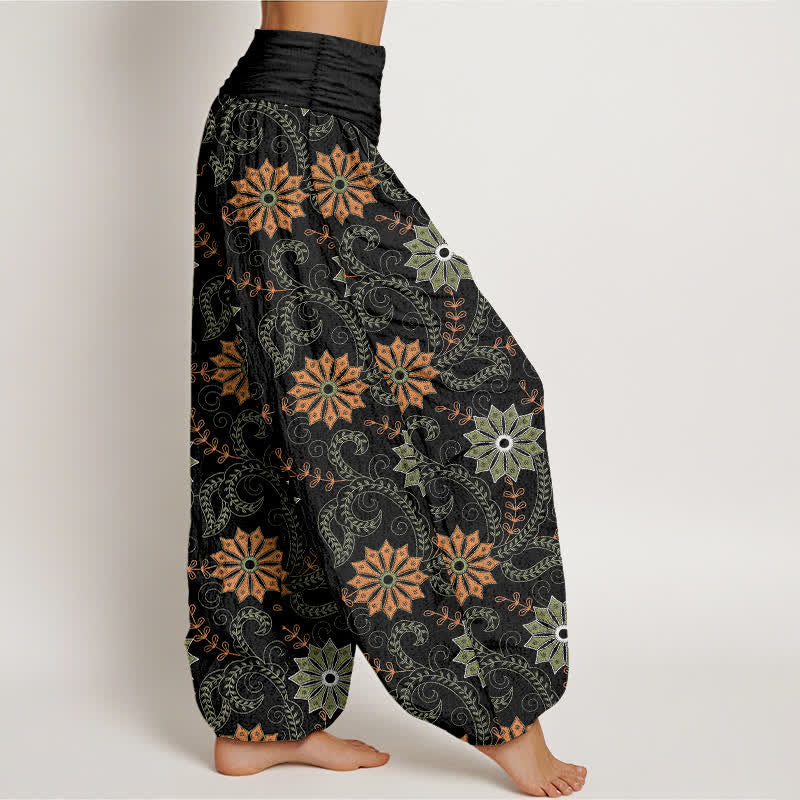 Buddha Stones Pantalon harem bohème en coton à motif mandala et vigne, taille élastique, pour femme - image 1