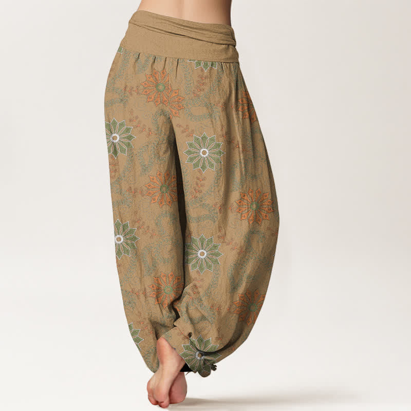 Buddha Stones Pantalon harem bohème en coton à motif mandala et vigne, taille élastique, pour femme - image 7