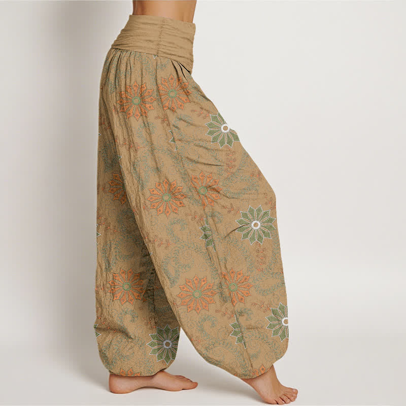 Buddha Stones Pantalon harem bohème en coton à motif mandala et vigne, taille élastique, pour femme - image 6