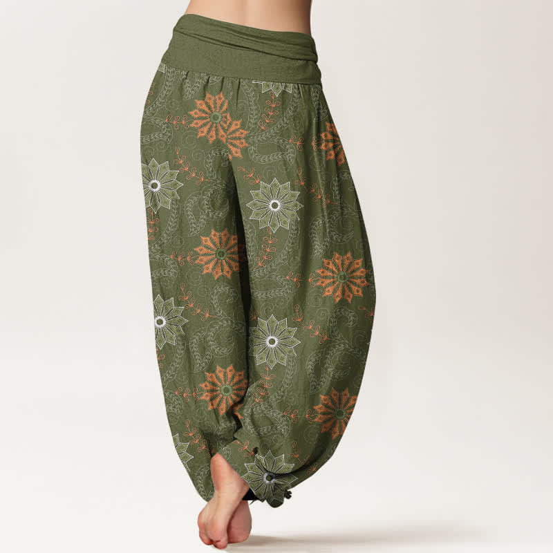 Buddha Stones Pantalon harem bohème en coton à motif mandala et vigne, taille élastique, pour femme - image 10