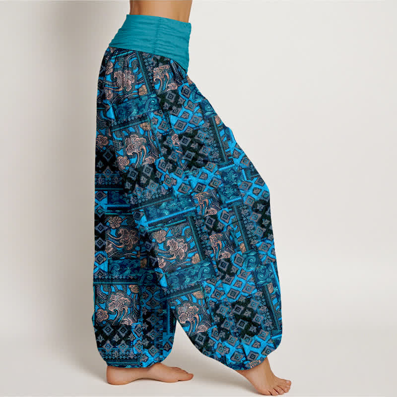 Buddha Stones Pantalon harem pour femme en pur coton à motif géométrique bohème et taille élastique - image 9