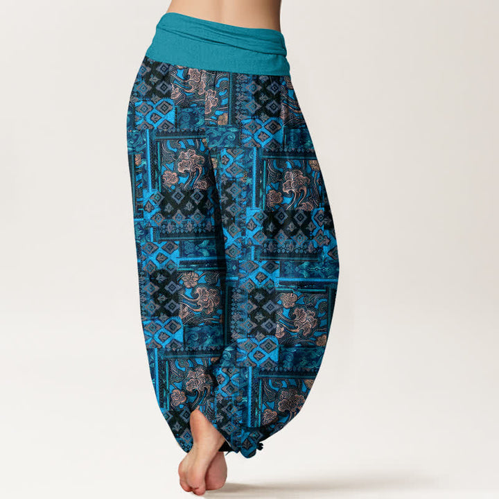 Buddha Stones Pantalon harem pour femme en pur coton à motif géométrique bohème et taille élastique - image 10