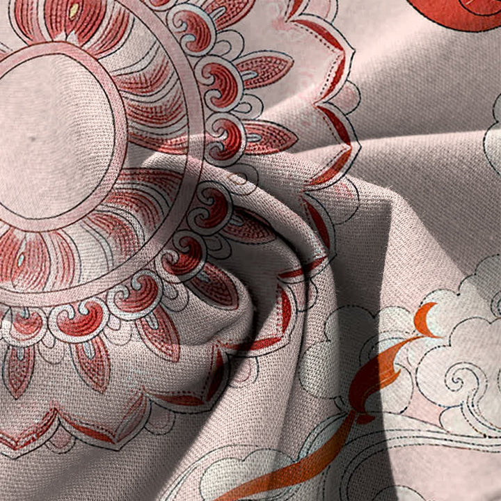 Buddha Stones Pantalon large en coton et lin à motif floral féerique pour femme, taille élastique et poches - image 4