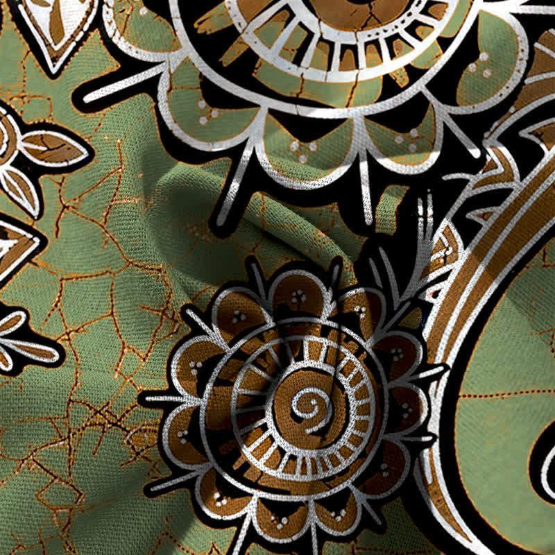 Buddha Stones Pantalon bohème en coton et lin à motif mandala et taille élastique, jambes larges et poches pour femme - image 4