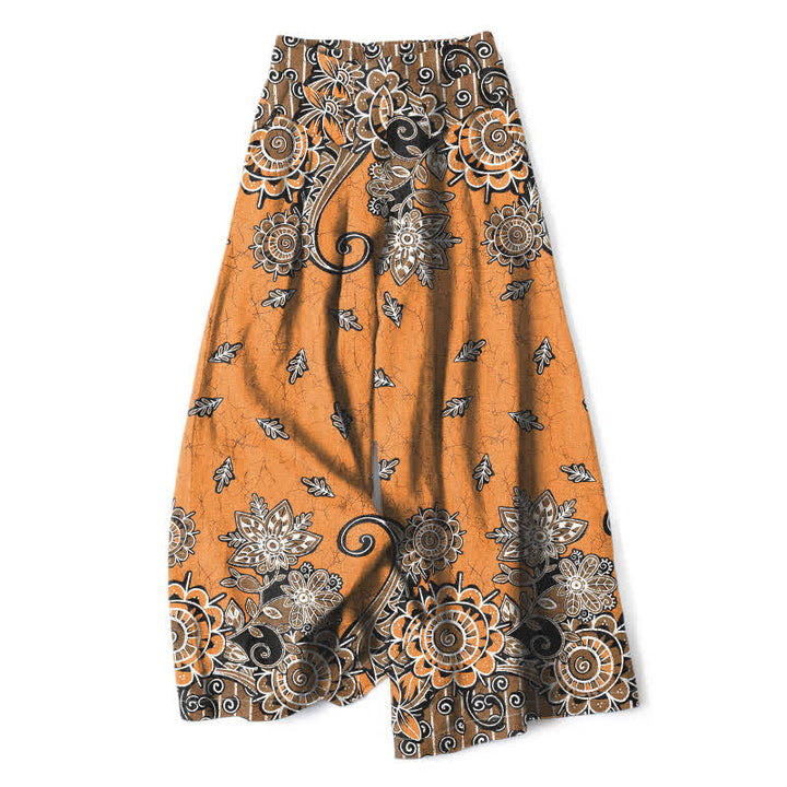 Buddha Stones Pantalon bohème en coton et lin à motif mandala et taille élastique, jambes larges et poches pour femme - Pérou - US16，UK/AU20，EU48 (3XL) - image 7
