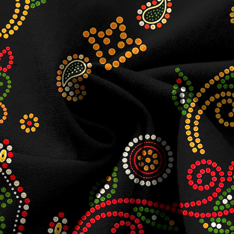 Buddha Stones Pantalon large à taille élastique et poches pour femme, en coton et lin, à motif floral d'inspiration folklorique - image 4