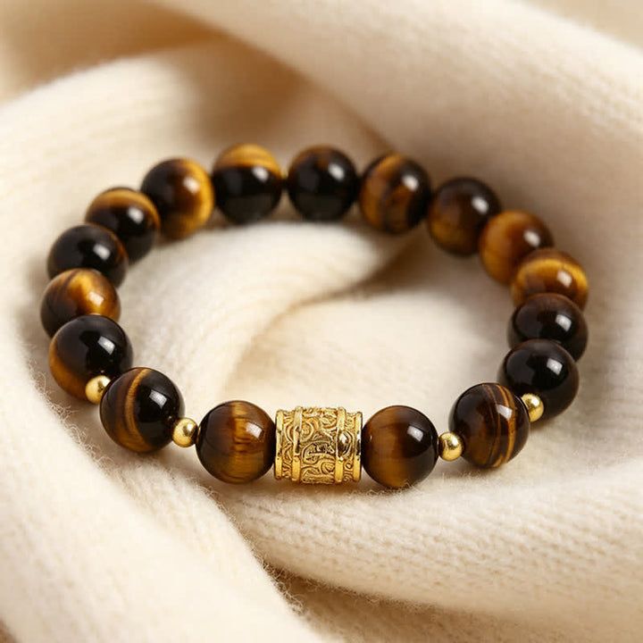Buddha Stones Bracelet de perles de courage en œil de tigre et obsidienne noire - image 2
