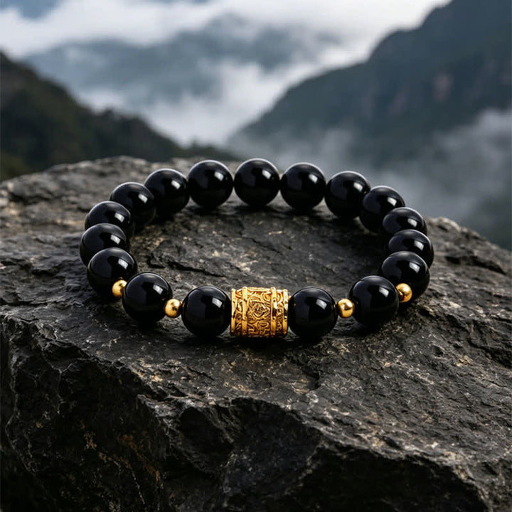 Buddha Stones Bracelet de perles de courage en œil de tigre et obsidienne noire - Obsidienne noire (Protection ♥ Ancrage) - image 11
