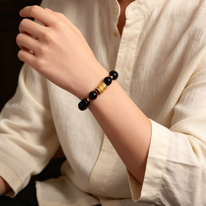 Buddha Stones Bracelet de perles de courage en œil de tigre et obsidienne noire - image 16