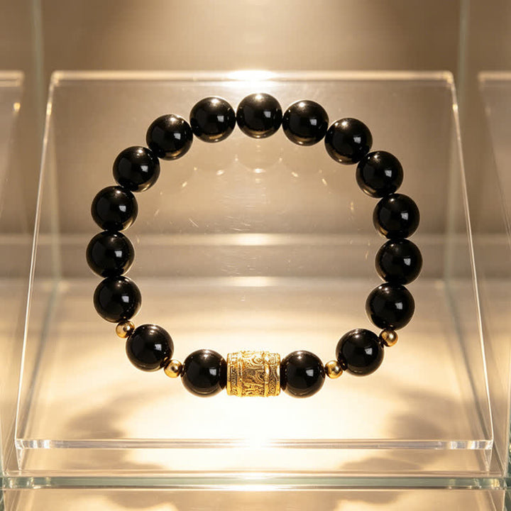 Buddha Stones Bracelet de perles de courage en œil de tigre et obsidienne noire - image 14