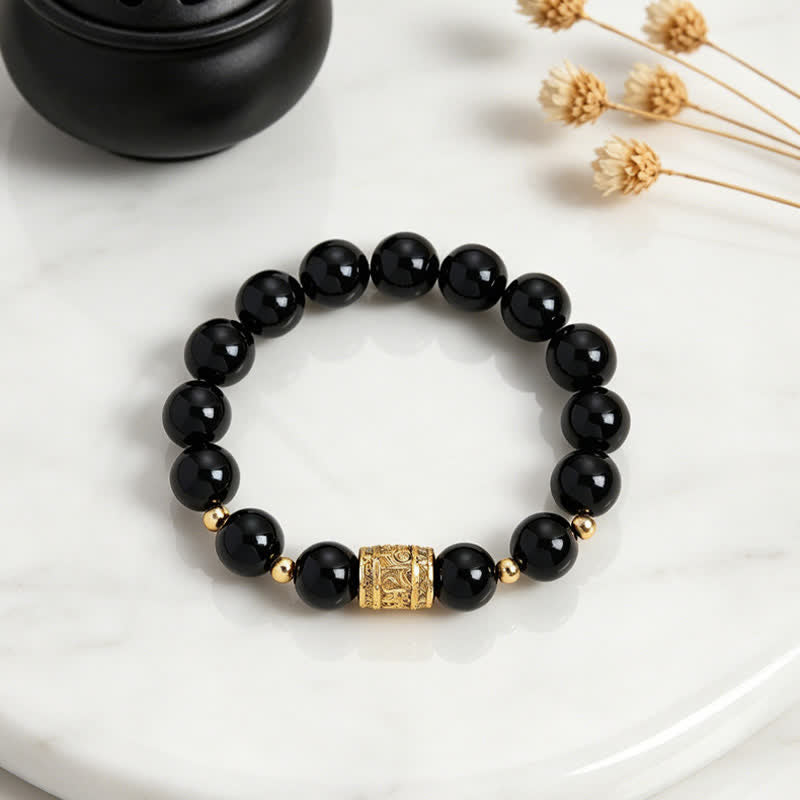 Buddha Stones Bracelet de perles de courage en œil de tigre et obsidienne noire - image 12