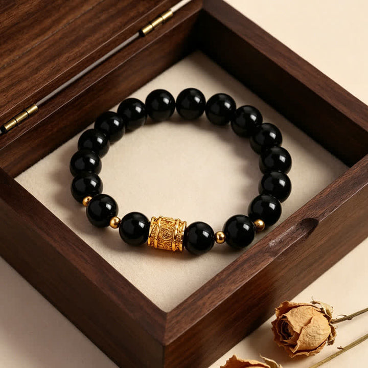 Buddha Stones Bracelet de perles de courage en œil de tigre et obsidienne noire - image 13