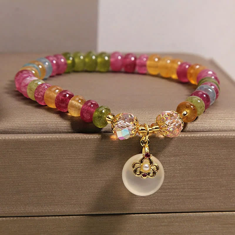 Buddha Stones Bracelet de sagesse en tourmaline et calcédoine multicolores naturelles - image 2