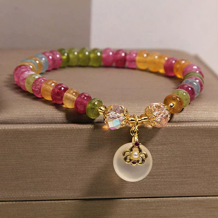 Buddha Stones Bracelet de sagesse en tourmaline et calcédoine multicolores naturelles - image 2