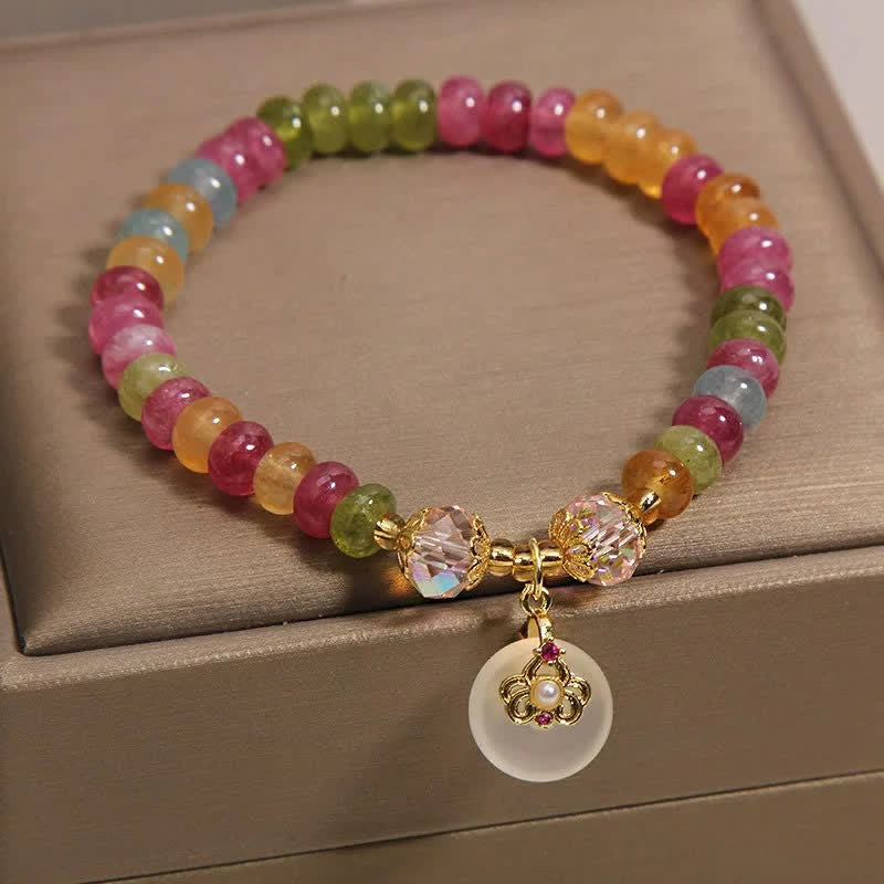 Buddha Stones Bracelet de sagesse en tourmaline et calcédoine multicolores naturelles - image 3
