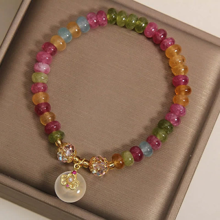 Buddha Stones Bracelet de sagesse en tourmaline et calcédoine multicolores naturelles - image 7