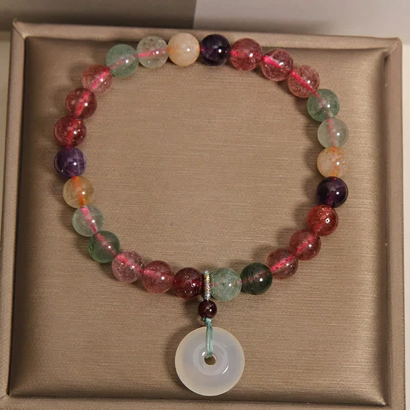 Buddha Stones Bracelet d'amour en calcédoine quartz fraise et boucle de paix - image 4