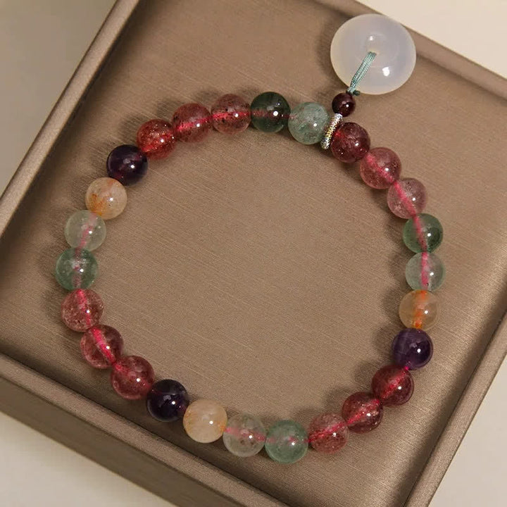 Buddha Stones Bracelet d'amour en calcédoine quartz fraise et boucle de paix - image 8
