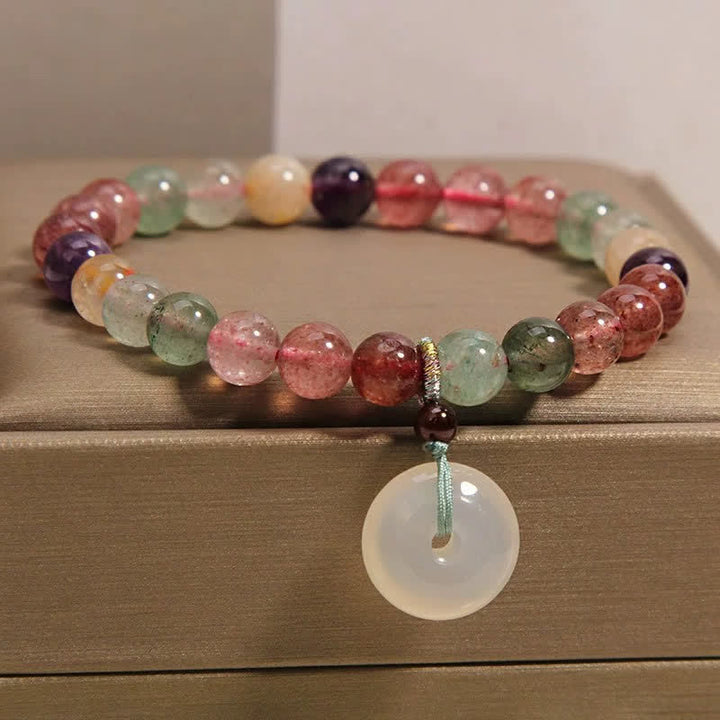 Buddha Stones Bracelet d'amour en calcédoine quartz fraise et boucle de paix - image 2