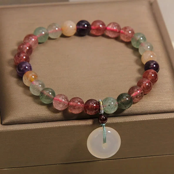 Buddha Stones Bracelet d'amour en calcédoine quartz fraise et boucle de paix - image 3