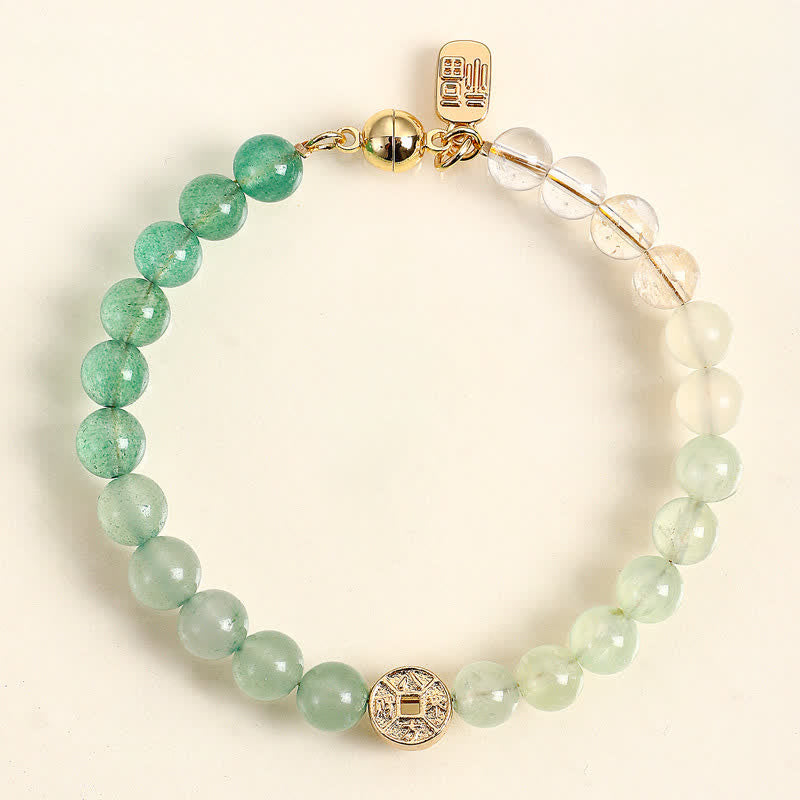 Buddha Stones Bracelet du bonheur en cuivre avec pierre œil de tigre naturelle et caractères Fu - Quartz fraise verte (Croissance ♥ Guérison) - image 16