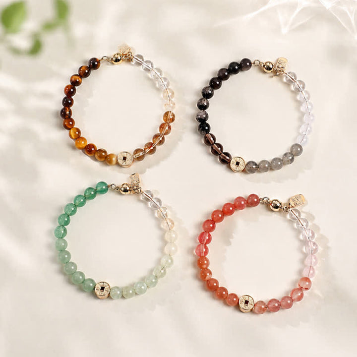 Buddha Stones Bracelet du bonheur en cuivre avec pierre œil de tigre naturelle et caractères Fu - image 30