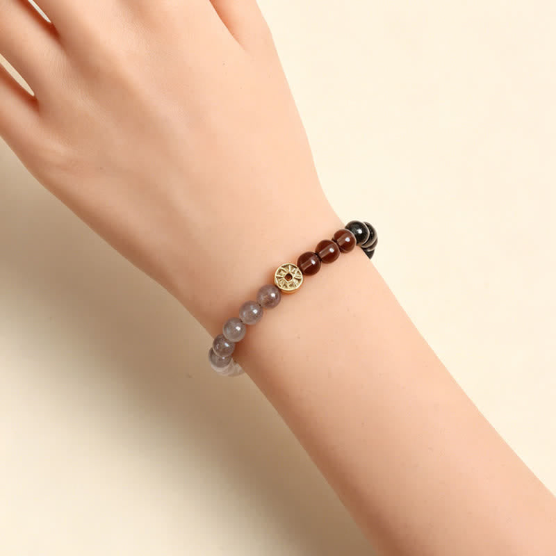 Buddha Stones Bracelet du bonheur en cuivre avec pierre œil de tigre naturelle et caractères Fu - image 11
