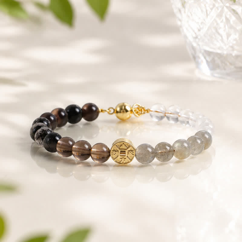 Buddha Stones Bracelet du bonheur en cuivre avec pierre œil de tigre naturelle et caractères Fu - image 10
