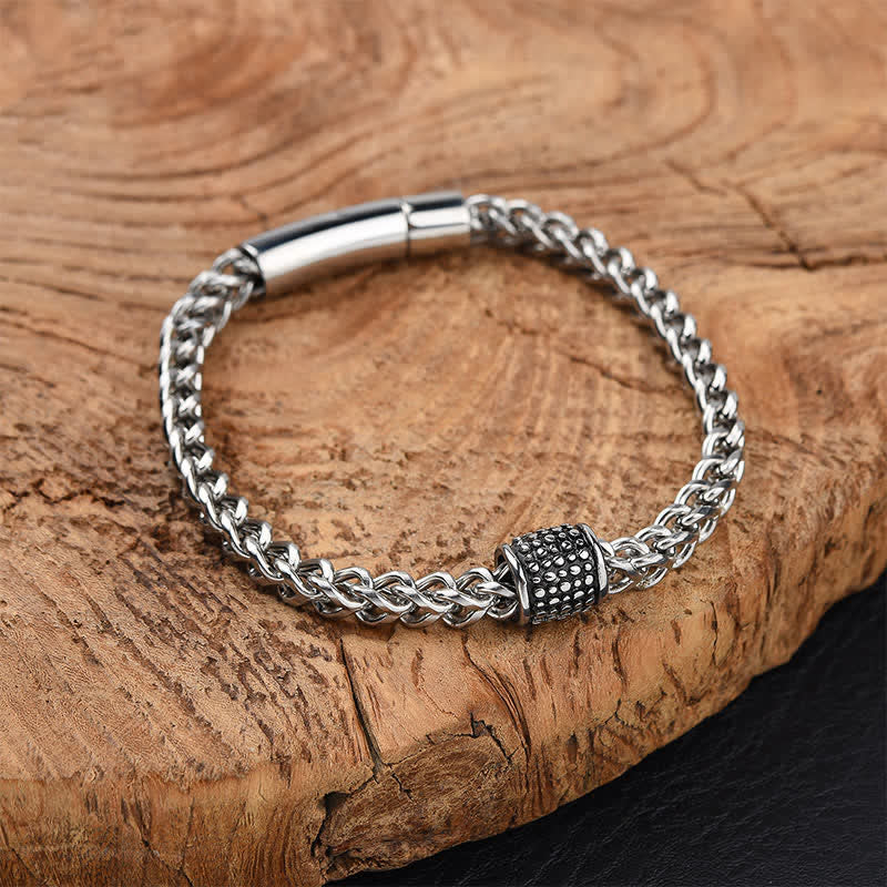 Buddha Stones Bracelet renforcé en chaîne tressée en acier titane - Acier titane (Renforce la stimulation ♥) - image 0