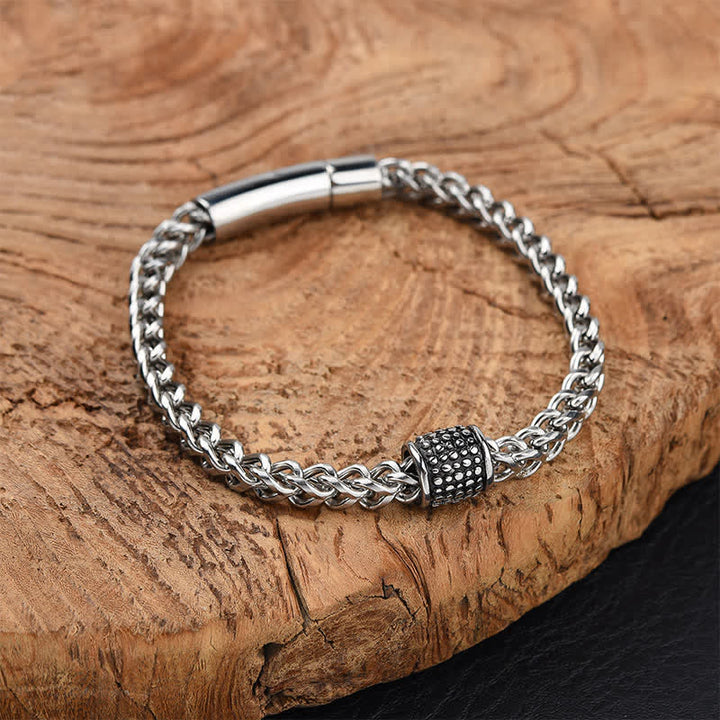 Buddha Stones Bracelet renforcé en chaîne tressée en acier titane - Acier titane (Renforce la stimulation ♥) - image 0