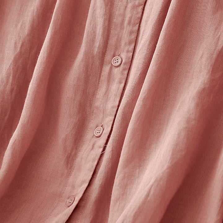 Chemise à manches trois-quarts pour femme, en mélange de matières, avec col rond et boutons, motif Buddha Stones - image 9