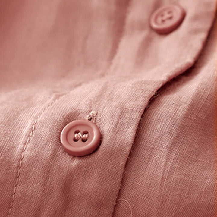 Chemise à manches trois-quarts pour femme, en mélange de matières, avec col rond et boutons, motif Buddha Stones - image 10