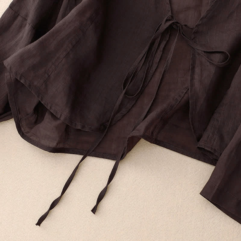 Kimono d'été uni à manches longues et lacets, imprimé de Buddha Stones , pour femme - image 15