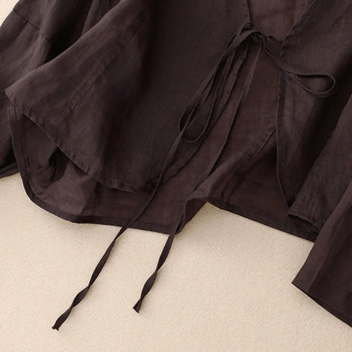 Kimono d'été uni à manches longues et lacets, imprimé de Buddha Stones , pour femme - image 15