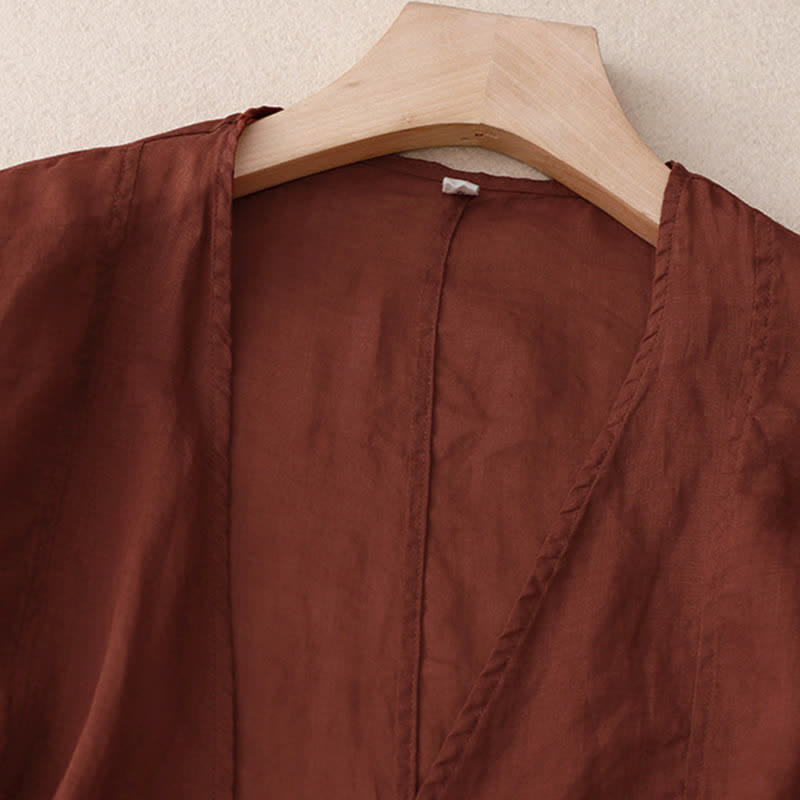 Kimono d'été uni à manches longues et lacets, imprimé de Buddha Stones , pour femme - image 1