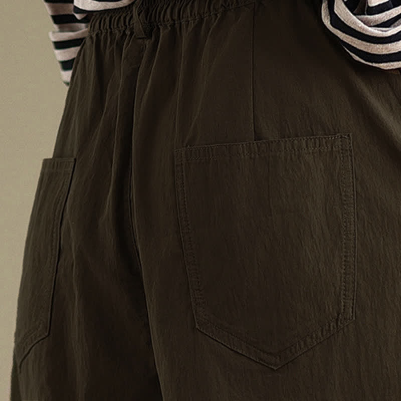 Pantalon femme Buddha Stones décontracté, couleur unie, avec un bouton et taille élastique, poches - image 9