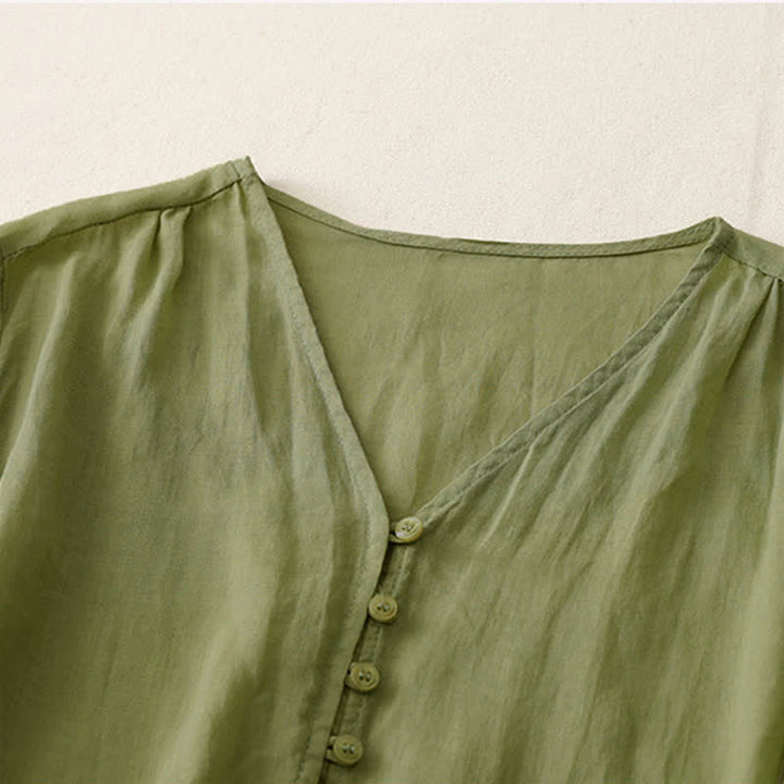 Chemise boutonnée pour femme avec broderie de Buddha Stones - image 2