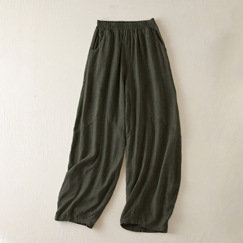 Pantalon harem femme Buddha Stones , coupe ample et droite, longueur 7-8, avec poches - Vert foncé - US8-10，UK/AU12-14，EU40-42 (2XL) - image 9