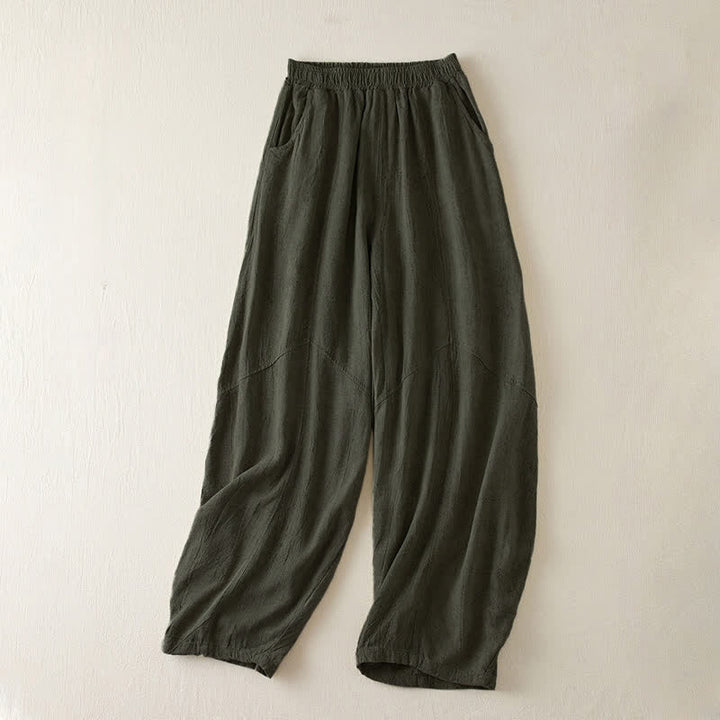 Pantalon harem femme Buddha Stones , coupe ample et droite, longueur 7-8, avec poches - Vert foncé - US8-10，UK/AU12-14，EU40-42 (2XL) - image 9