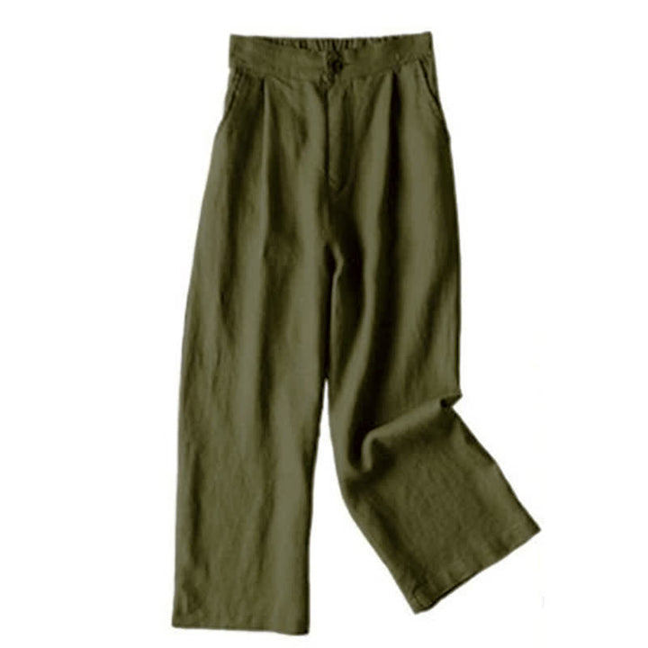 Pantalon large pour femme Buddha Stones Commute, couleur unie, longueur 7-8, avec poches - Vert olive foncé - US12，UK/AU16，EU44 (3XL) - image 18