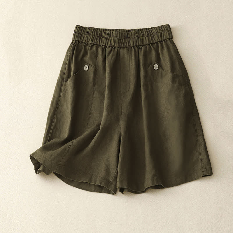 Short d'été décontracté à boutons pour femme, uni, avec poches, de la Buddha Stones - DarkGoldenrod - US8-10，UK/AU12-14，EU40-42 (2XL) - image 14