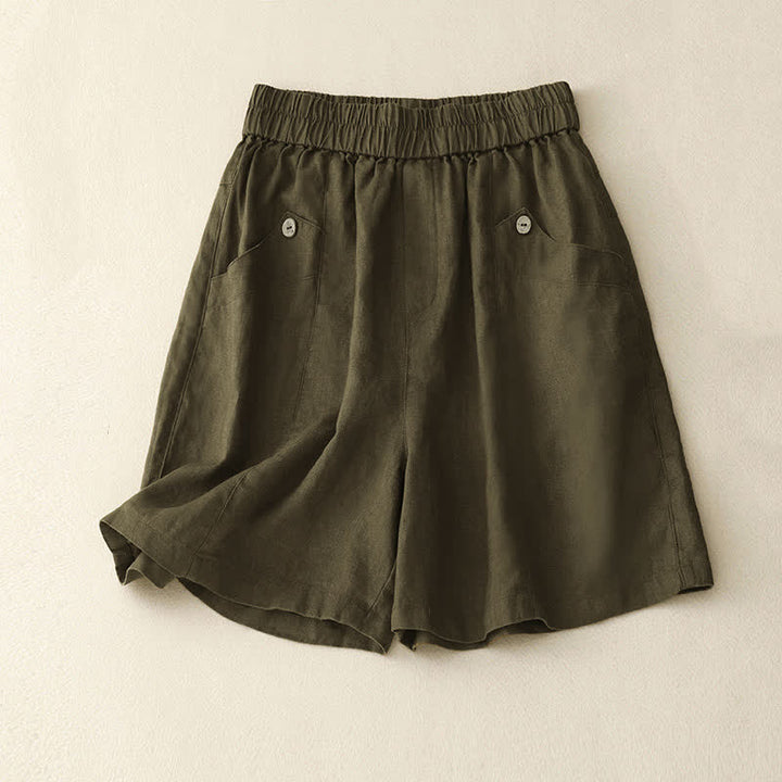 Short d'été décontracté à boutons pour femme, uni, avec poches, de la Buddha Stones - DarkGoldenrod - US8-10，UK/AU12-14，EU40-42 (2XL) - image 14
