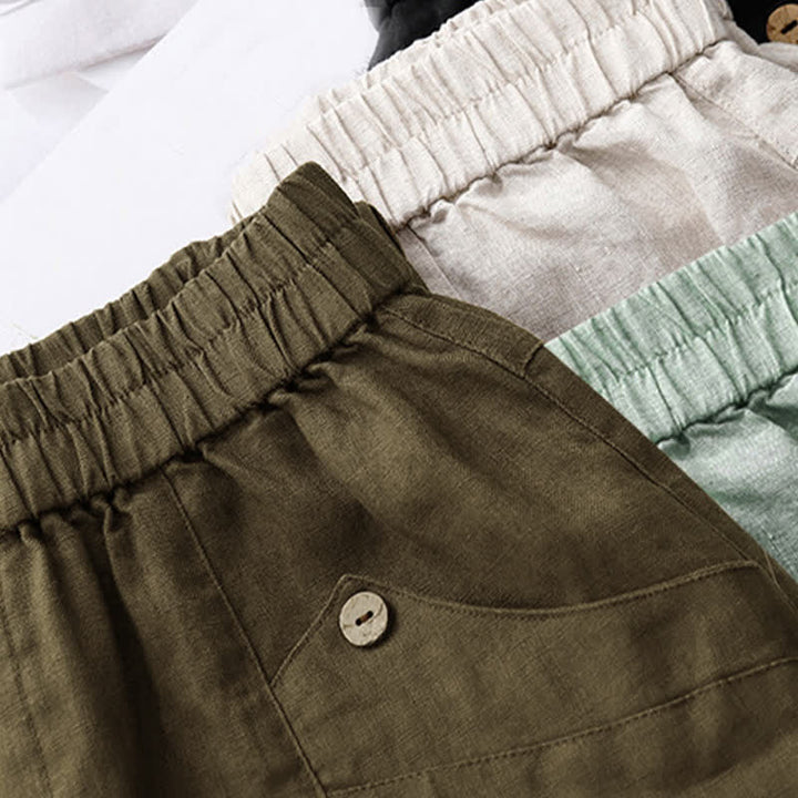 Short d'été décontracté à boutons pour femme, uni, avec poches, de la Buddha Stones - image 27