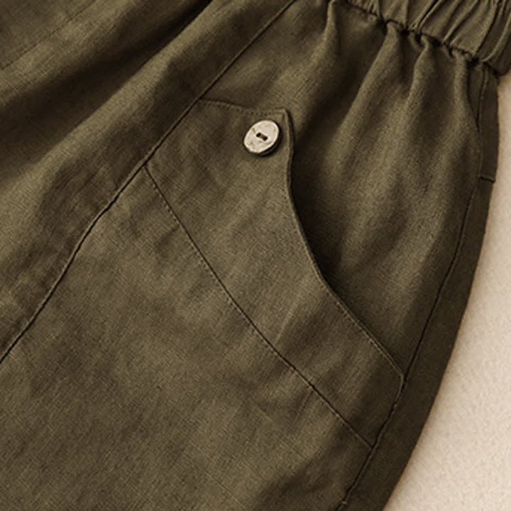 Short d'été décontracté à boutons pour femme, uni, avec poches, de la Buddha Stones - image 17