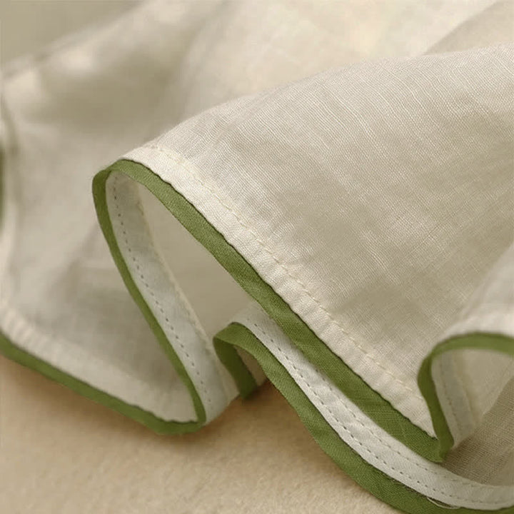 Chemise femme beige à manches trois-quarts, ornée de broderies florales et de feuilles vertes, avec motif de Buddha Stones - image 8