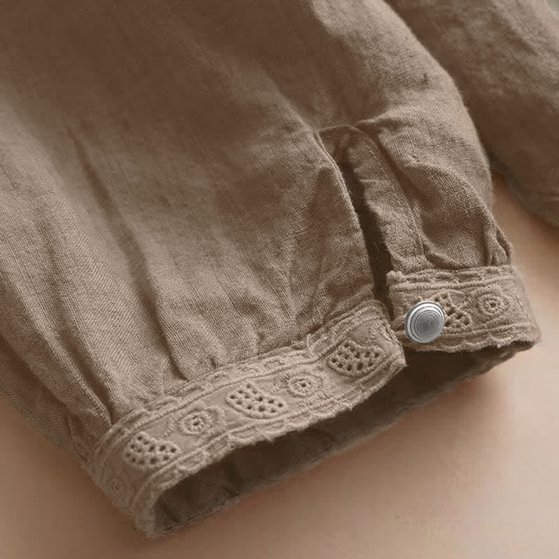 Chemise à manches trois-quarts pour femme, style décontracté, unie, à col rond ajouré, motif Buddha Stones - image 8