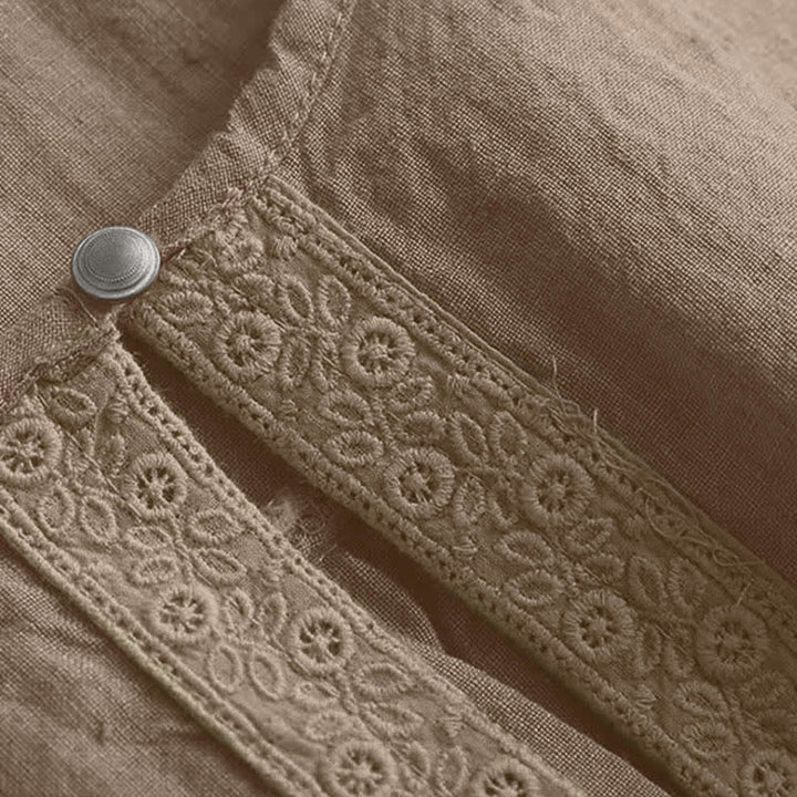 Chemise à manches trois-quarts pour femme, style décontracté, unie, à col rond ajouré, motif Buddha Stones - image 4