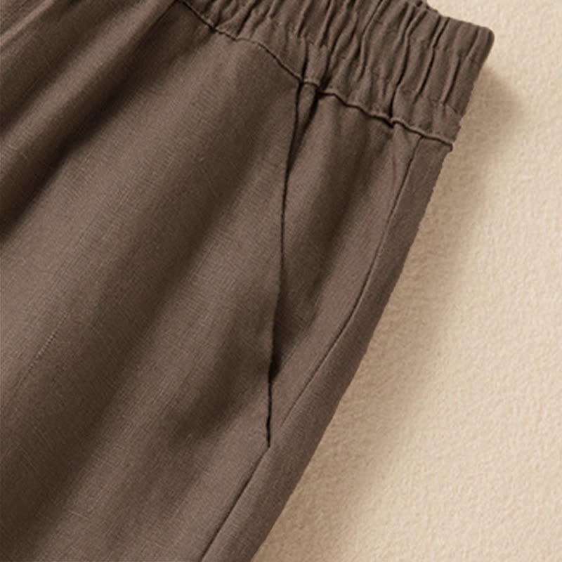 Pantalon large pour femme, couleur unie, style décontracté, avec poches, motif Buddha Stones - image 16